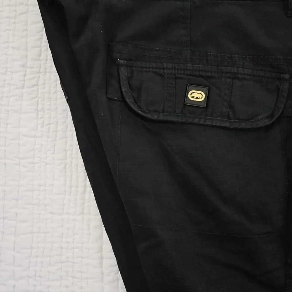 Ecko Unltd Shorts Men's 48B Black Cargo Baggy Streetwear Outdoor Utility Y2K EUC